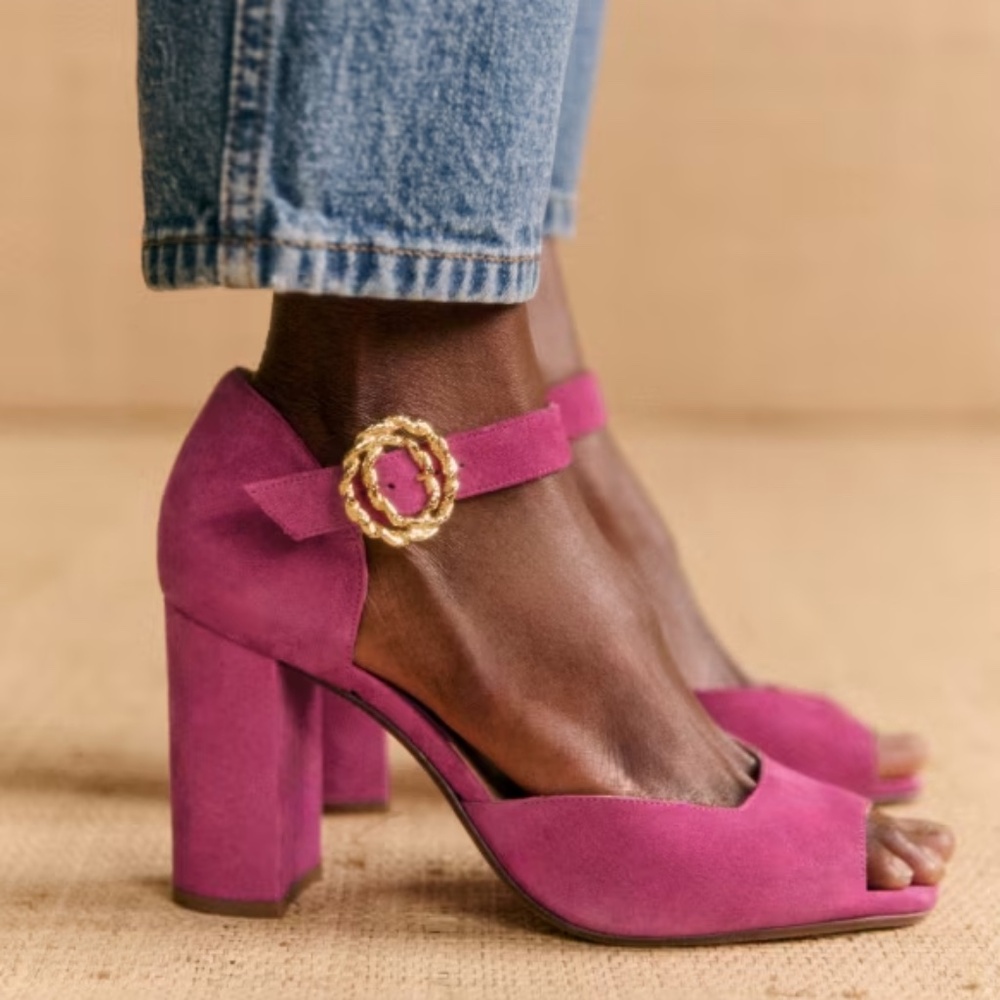 Sezane Pink Block Heel Shoes
